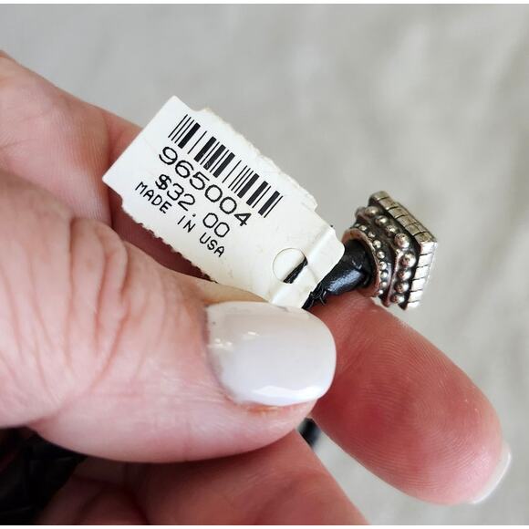 NEW Vintage Chico's Black Leather Metal Silver Choker Tribal Design Necklace - Picture 7 of 10